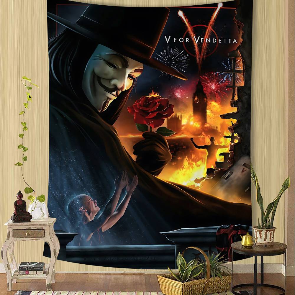 Horror Movie V For V-VendettaS Classic Anime Tapestry Hanging Tarot Hippie Wall Rugs Dorm Home Decor