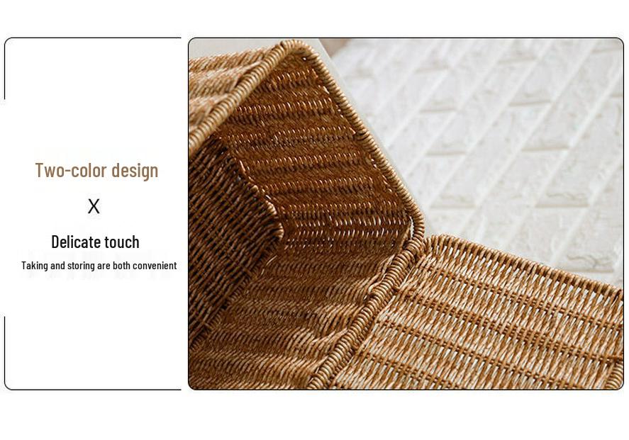 Nordic Style Rattan-Look Woven Storage Box with Lid for Bedroom and Household Organization.