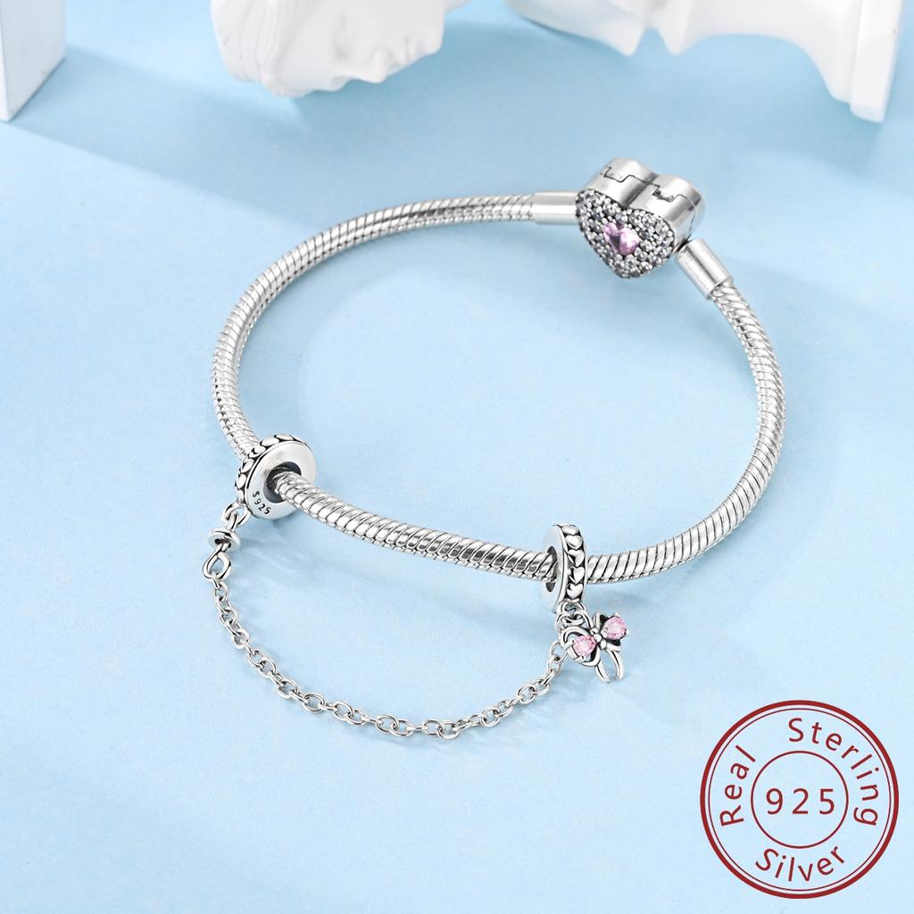 Genuine Copper Love Bow Rubber Plug Safety Bead Elements Decorative Charms Jewelry Creation Suitable For Authentic Bracelet Style Necklace Piece For