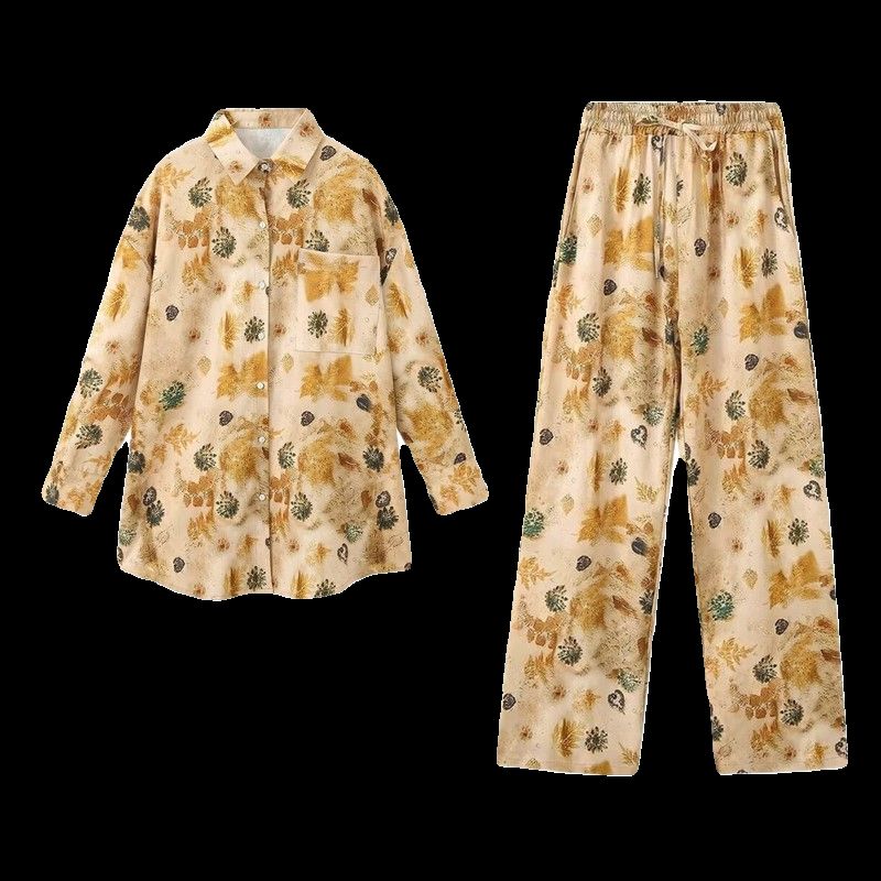 Fashion Style 2024 Spring New Arrival Women's Clothing Temperament Printed Shirt Outfit Tops High Waist Pants 8265035