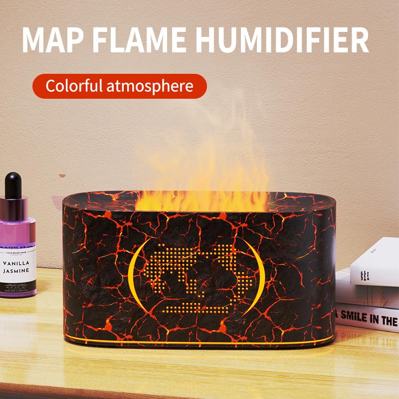 Diffuseur d'arômes à flamme vacillante - Brume automatique, Compact pour la maison/l'hôtel, Diffuseur d'huiles essentielles à grain de bois craquelé