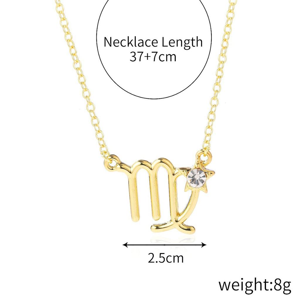 Source Twelve Constellation Necklace 12 Constellation Alloy Diamond-encrusted Rhinestone Collarbone Chain, Spot