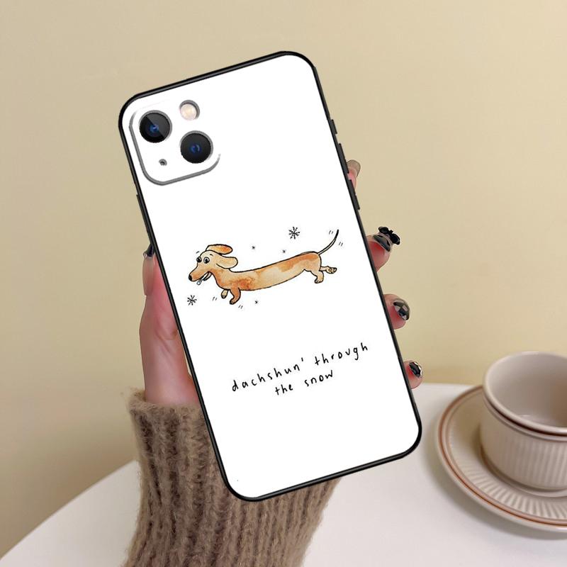 Cute Dachshund Dog Phone Case For iPhone 15 14 Plus 11 12 13 16 Pro Max Mini 7 8 X XR XS Max Cover