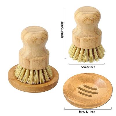 1PC Bamboo Dish Scrub Brush Soap Dish Kitchen Wooden Dish Scrubber Cleaning Brush for Washing Dish Cast Iron Pan Pot