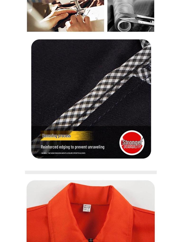 Summer Lightweight Polyester Cotton Reflective Workwear Set - Long Sleeve Protective Clothing for Construction and Workshop Use.