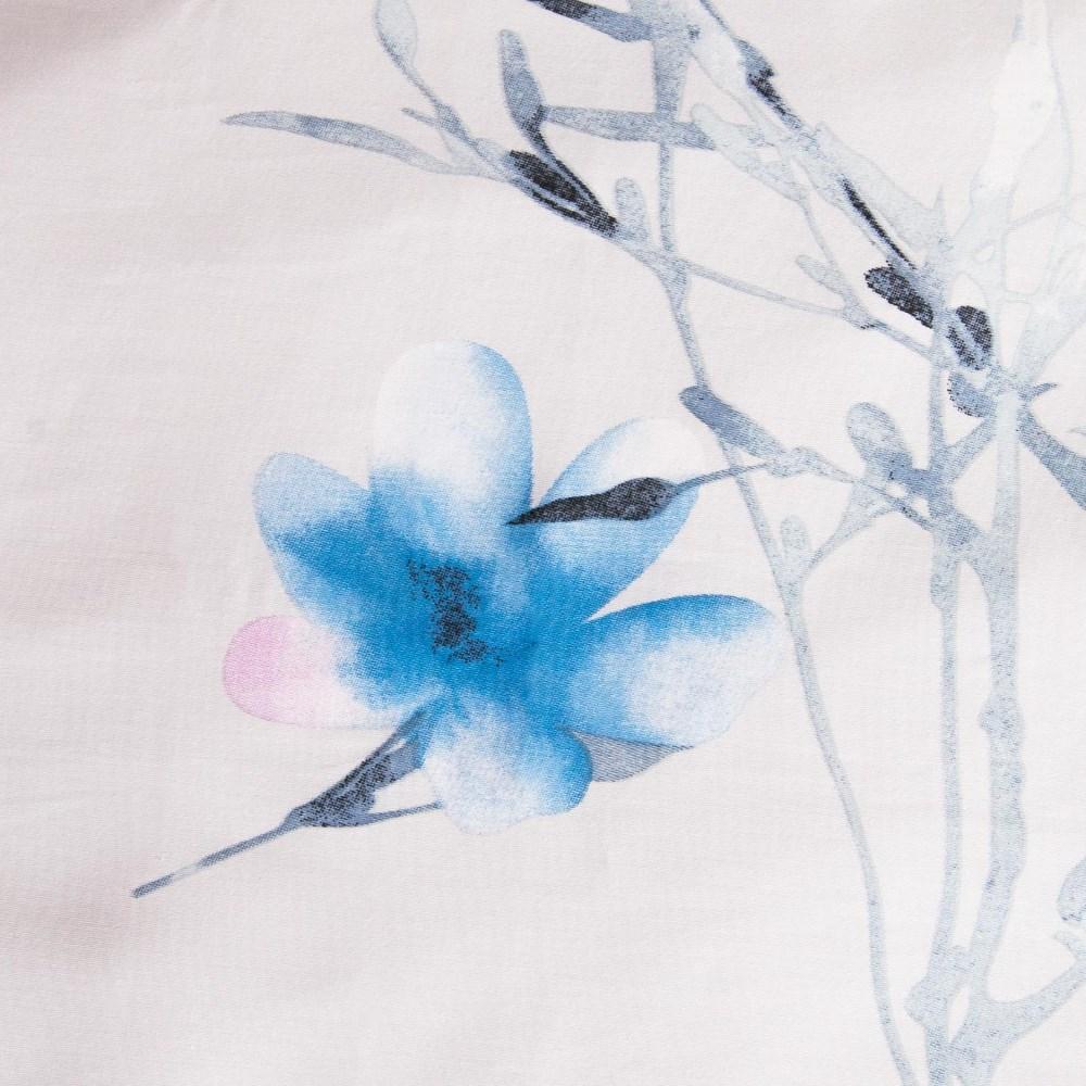 Cotton Bedding 220x200 Satin COTTON Light with Pastel Blue Flowers