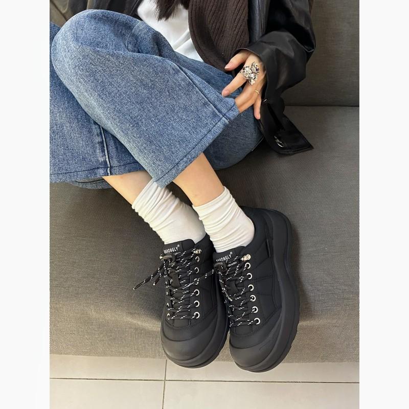 Bai Xianni BAHONGLY color matching leather dad shoes women's 2025 autumn platform lightweight high-end casual sports shoes