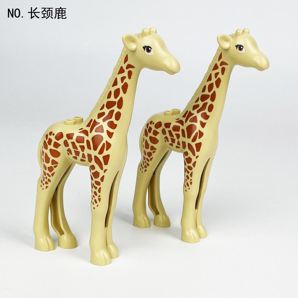 Kinder Zusammengebaut Giraffe Baustein Kleine Partikel Zubehör Modell Spielzeug Wildtiere Überqueren Pflanzen