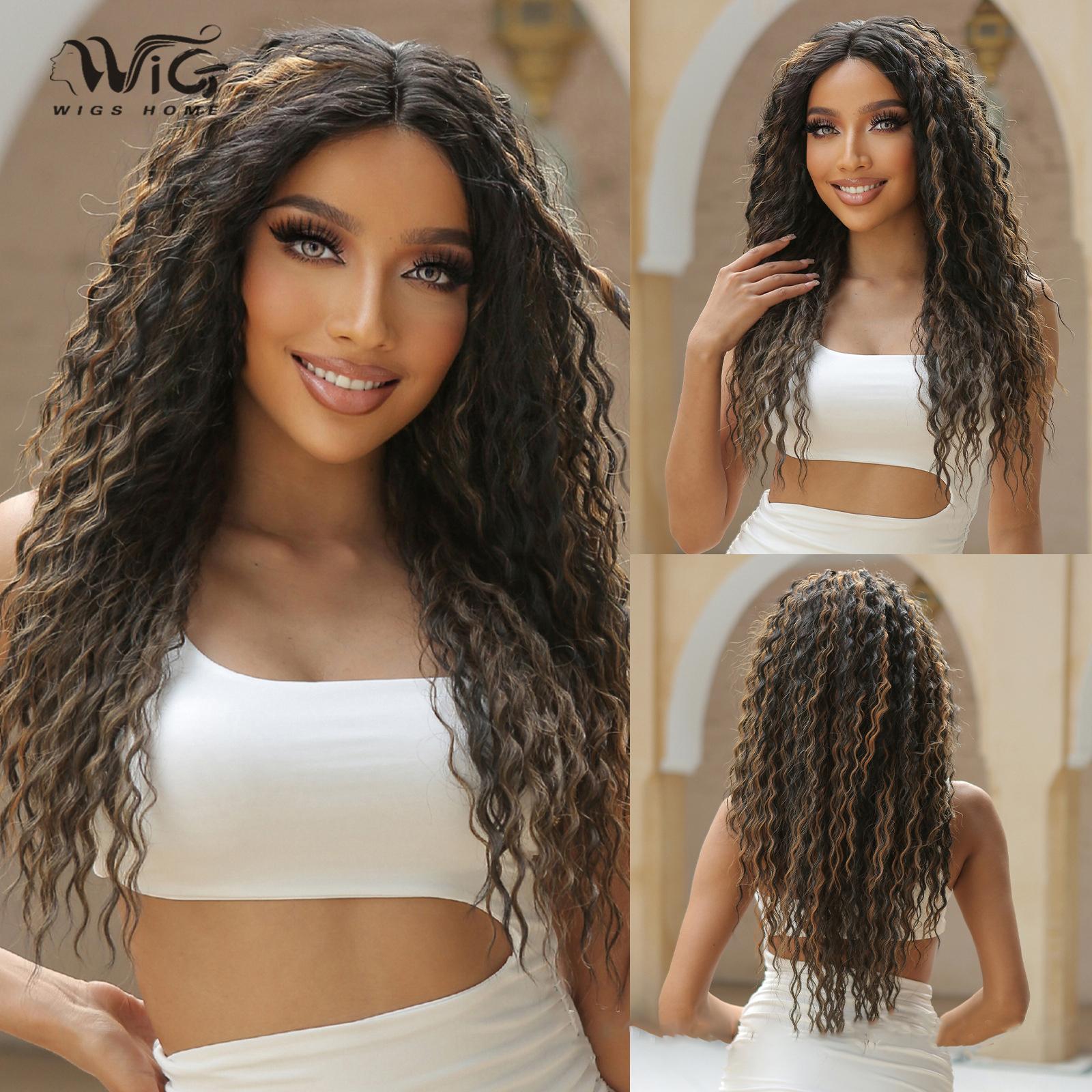 

Женский искусственный парик, волосы 62 см, черно-коричневый парик, длинный кудрявый парик, Т-образный передний кружевной парик, головные уборы, украшение для красоты, парик канекалон 62cm коричневый