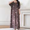 1011 new cotton and silk nightdress women's summer short-sleeved pajamas cartoon pony element long loose cotton silk skirt can be worn outside