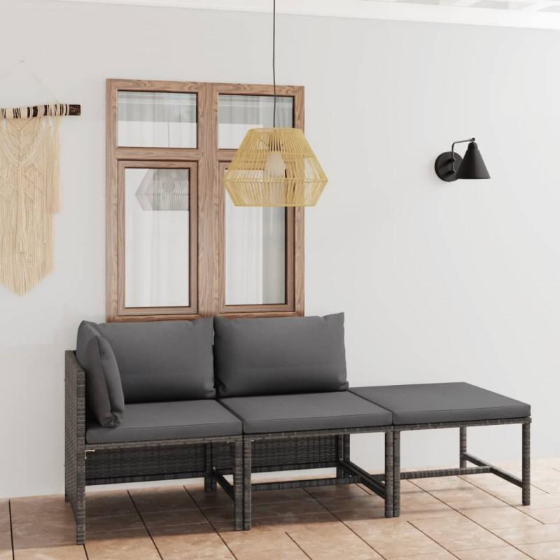 Day and Night - Day and Night 3-piece Garden Furniture Set and Gray Synthetic Rattan Cushions