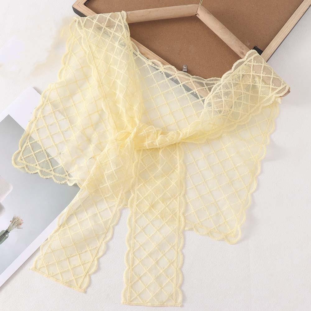 Breathable Thin Lace Shawl Lightweight Waistband Neck Guard Blouse Pastoral Style Countryside Style Embroidered Shoulder Scarf