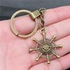 Punk Airplane Gear Steampunk Themed Antique Bronze Metal Keychain with 30mm Ring for Boys Bag Charm