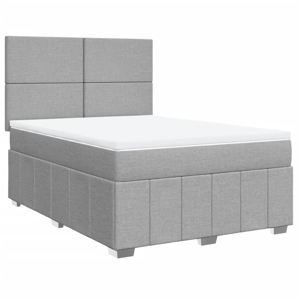 Box Spring Bed with Mattress Light Grey 140 x 190 cm Fabric