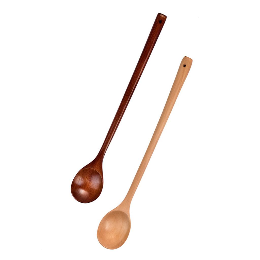 Natural Wooden Spoon Long Handle Stirring Utensil For Hot Soups Coffee And Sauces Heat Resistant Kitchen Tool