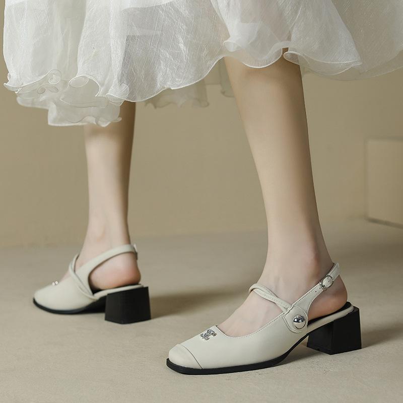 Thick Heel Square Head with Mary Jane Single Shoes Women's Thick Heel Shallow Mouth Professional Work Shoes Women