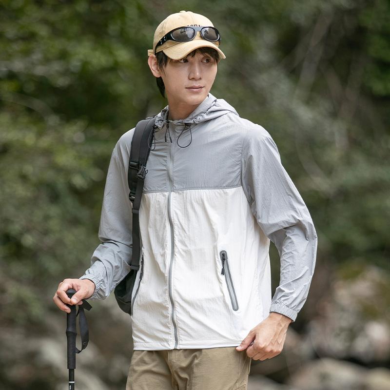 Summer new sunscreen clothes for men and women, light and breathable, UV-proof hooded skin clothes, outdoor sports hiking suits