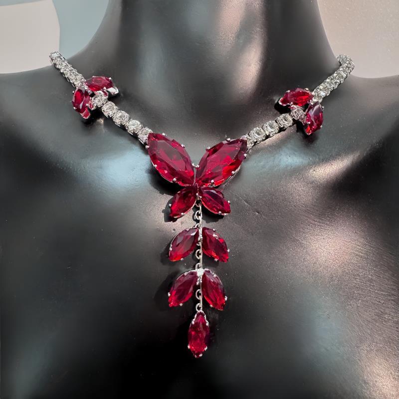 Elegant Zirconia Butterfly Tassel Necklace & Earring Set