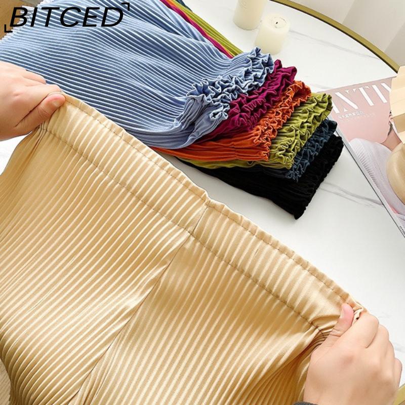 BITCED Pleated Shorts for Women Spring/Summer Casual Cropped Trousers High-Waisted Loose-Fit Flattering Straight-Leg Wide-Leg Trousers