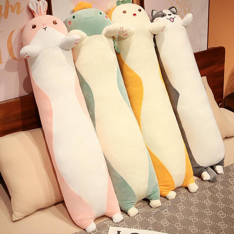 Cartoon Animal Plush Toys Soft Long Sleep Pillow Dinosaur Cat Rabbit Husky Stuffed Doll Cushion Gift for Kids
