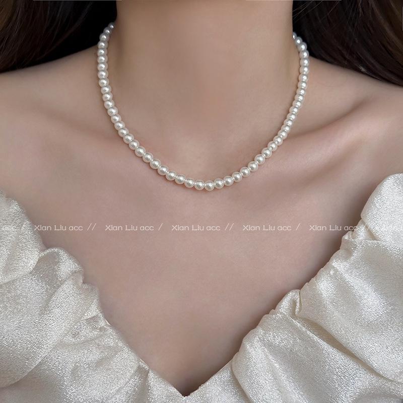 2025 Sense Layered Black Agate & Pearl Necklace - Light Luxury Women's Clavicle Chain Accessory