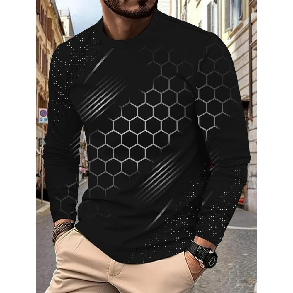 Men's Striped Top Fashion Versatile Long Sleeve Casual Comfort Pullovers Long Sleeves Men’s