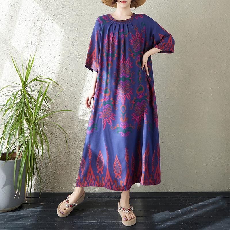 DIMANAF New 2026 Women Plus Size Summer Lady Vintage Long Dress Loose Oversize Maxi Print Beach Sundress Clothing