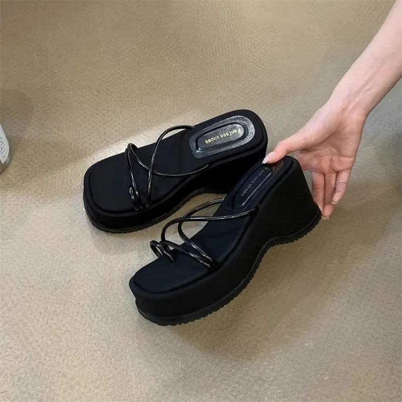 Fashion Platform Shoes for Women Design Open Toe Slippers Ladies Sexy Wedges High Heel Slippers Fashion Narrow Band Sandalias 2025
