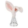 Plush Rabbit Ears Christmas Tree Toppers with Metal Spirals Base Handmade Decoration for Family and School Celebration