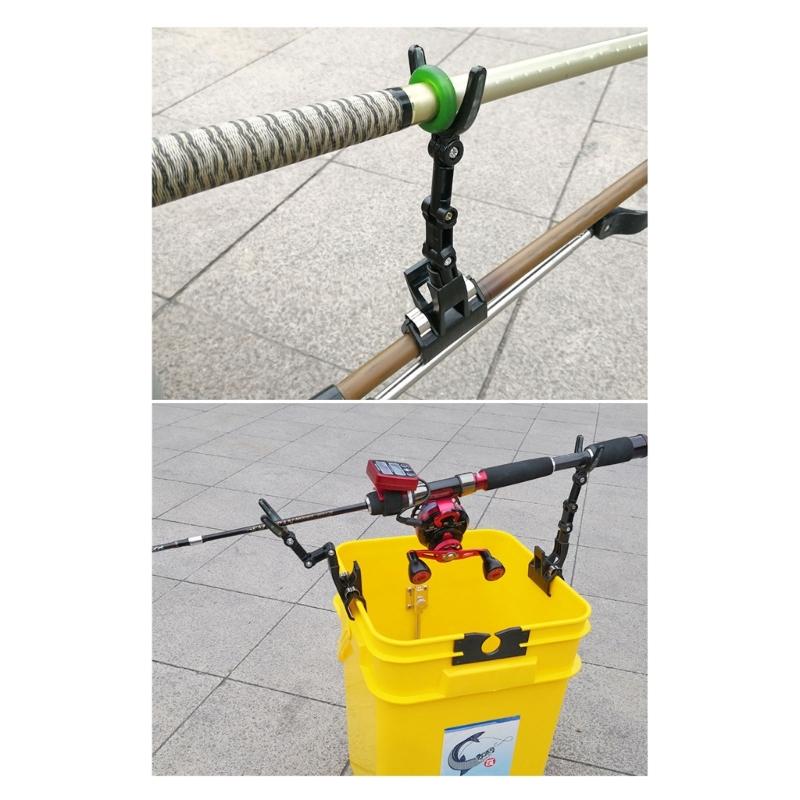 Clamps-On Fishing Rod Holder Clip for Bucket Edges and Rafts Fishing, ABS Rod Support Clip for Hands Frees Tackle Handling