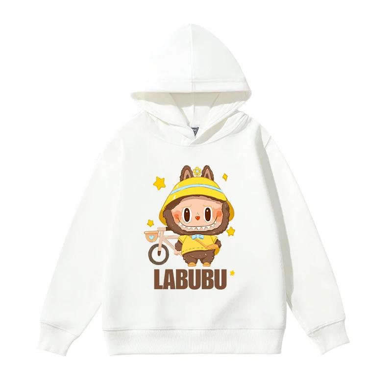 

Супер горячий labubu labu детская толстовка с капюшоном детская для девочек 25 новая осень и зима плюс бархатный топ с длинным рукавом и капюшоном 120