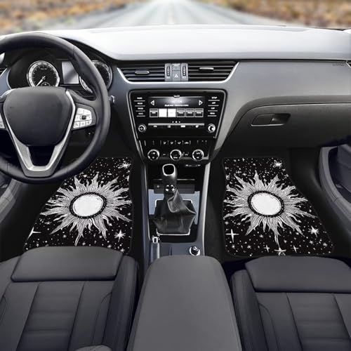 Gotische Sonne Mond Auto Fußmatten 4 Stück Universal Rutschfest Staubdicht Auto Vorne Hinten Teppich für SUV Limousine Van