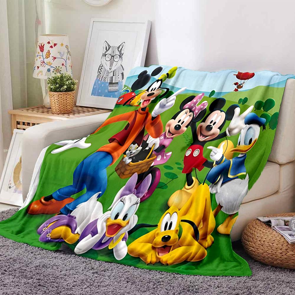 1 szt. Koc Flanelowy Klub Myszki Miki, Bardzo Miękki Ciepły Pluszowy Koc na Domową Sypialnię Łóżko Sofa Pokrowiec Kemping Piknik Prezent Y72427