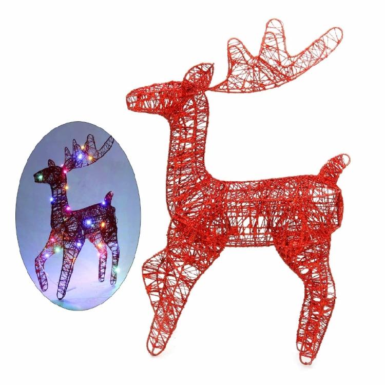 Christmas Wrought Iron Deer Figurine with Led Light Holiday New Year Party Decor