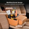 SEAMETAL 3 IN 1 Car Armrest Cushion Memory Foam Height Pad PU Leather Tissue Box with 2 Cup Holder