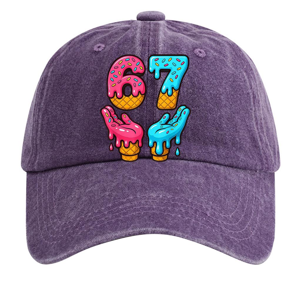 Washed Cotton Baseball Cap With Printed Distressed Soft Top Denim Hat For Men, European And American Retro Hat