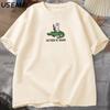 We Ride At Dawn T-Shirt Women Men Bunny and Alligator T Shirt Funny Animal Printed Tshirt O-Neck Short Sleeve Men's Clothing