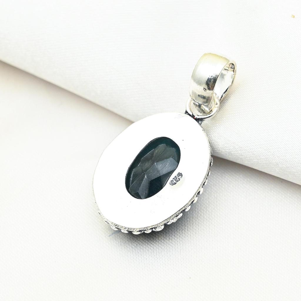 Indicolite Gemstone Pendant, 925 Solid Sterling Silver Pendant, Handmade Antique Jewelry, Gift For Mother Day