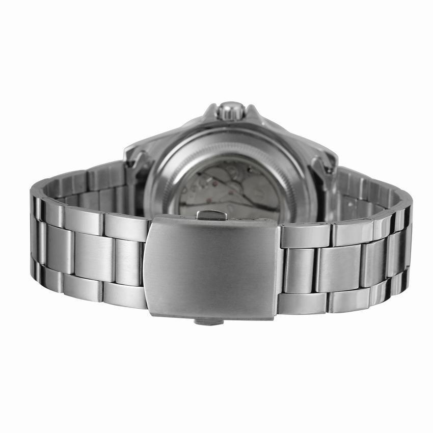 Classic Mechanical Watches Luxury Brand Business Automatic Watch for Men Rotatable Bezel Luminous Dial Steel Strap Clock