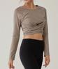 LOVEYOURBODY Pima Cotton Twisted Long Sleeve T-Shirt (Khaki Beige)