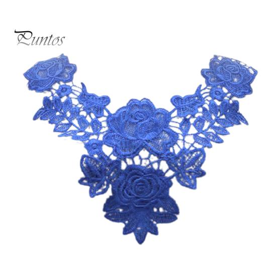 

Вышитый кружевной воротник для женщин, отделка вышитой аппликацией, вырез, ажурный кружевной воротник для самостоятельного шитья, свадебные платья, рубашки синий