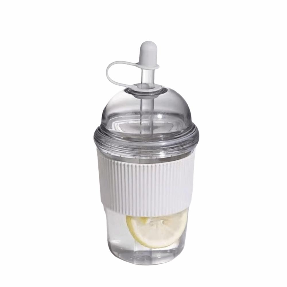 

Reusable Straw Cup Leakproof Lid Coffee Cup Durable Water Bottle сірий