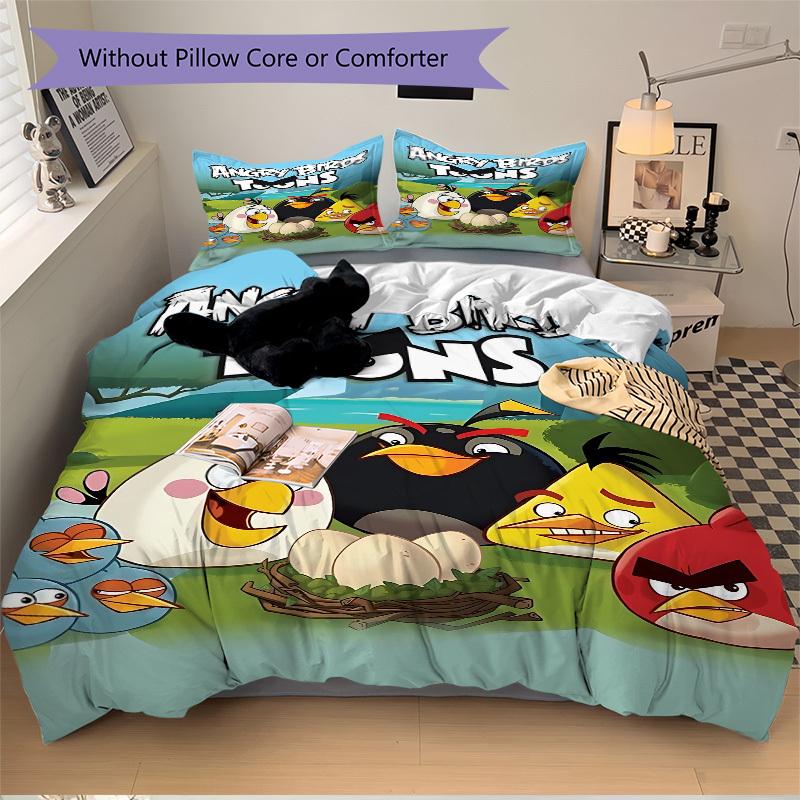 3pcs Angry Birds Duvet Cover Set, 1 Duvet Cover + 2 Pillowcases (No Insert), High-Definition Print, Home & Dorm Set yy251208002