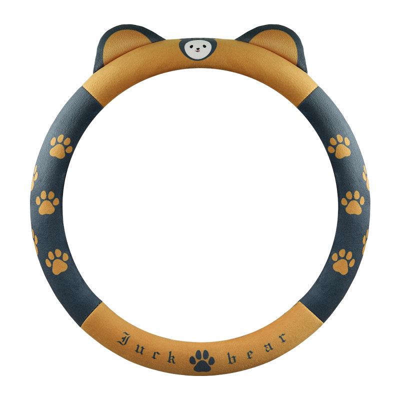 Winter Cartoon Plush Steering Wheel Cover, Fits 37-38CM