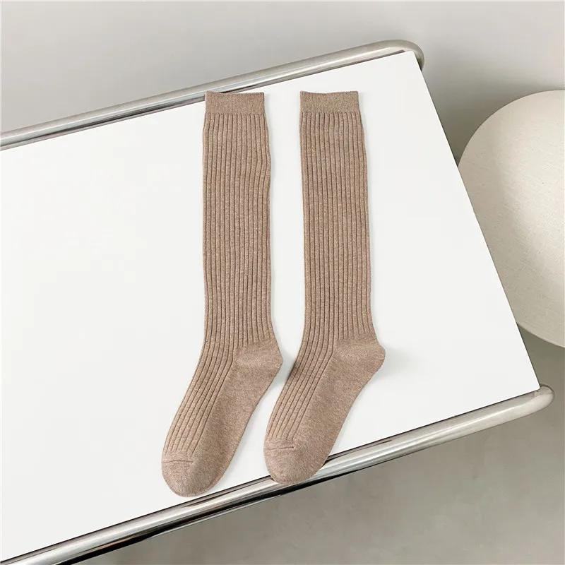 New Women's Stockings Spring Trends Casual Preppy Style Knee High Socks Female High Quality Solid Color Long Socks Comfy