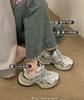 2025 new casual sports shoes women's spring and summer silver platform silver dad shoes popular mesh breathable shoes tide