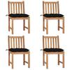 vidaXL Garden Chairs 4 Pcs. with Cushion Solid Wood Teak