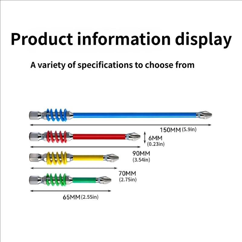 2Pcs High Strength Nonslip Drill Bit 6.35mm with Spring Loaded Feature Antislip for Electrician Tool Fastening
