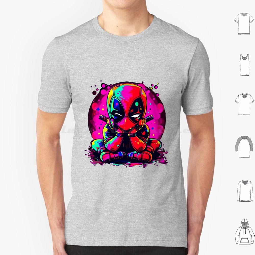 

Cute With A Mouth T Shirt Cotton Men Women DIY Print Comic Book Comics X Men Superhero Antihero Dead Pool Cartoon Mood Neon S