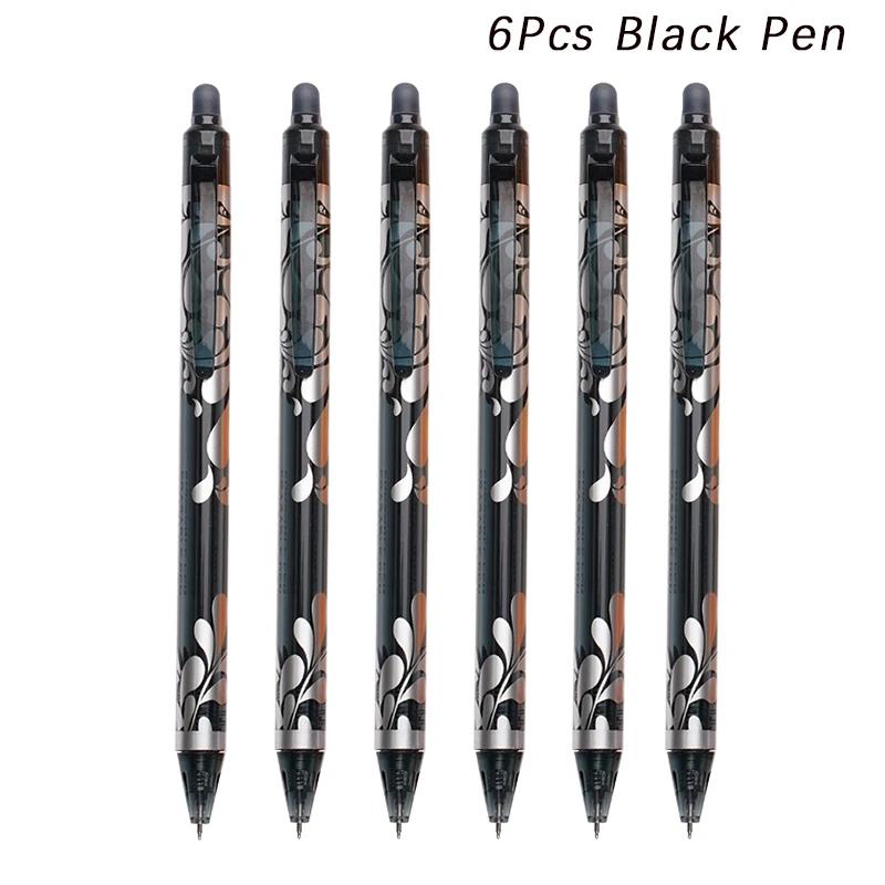 Large Capacity Ink Erasable Pen 6-color Push Gel Pen Set 0.5mm Transparent Colors Pen Office Writing Supplies Kawaii Stationery